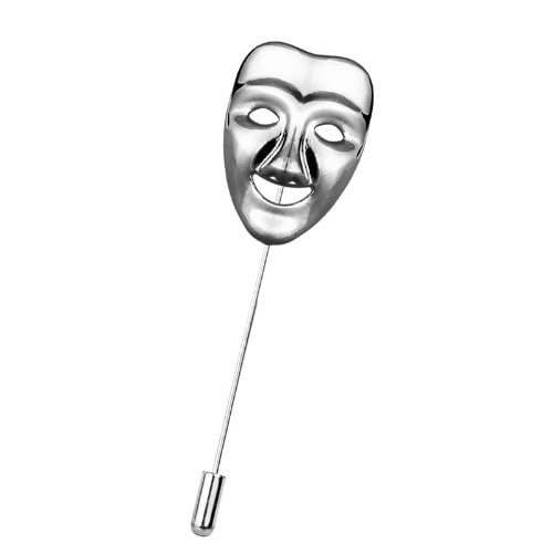 Gold And Silver Mask Lapel Brooch
