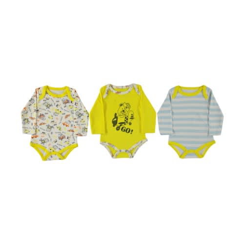 Baby Boy Body Suit - Set Of 3 -Yellow