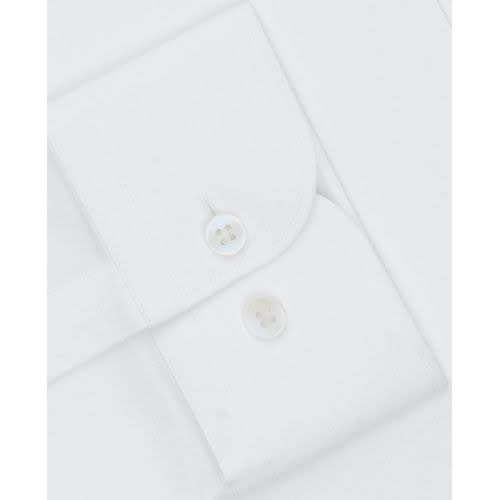 Men's White Poplin Slim Fit Collarless Shirt - Single Cuff