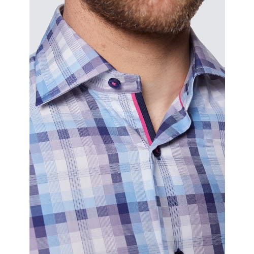 Men' Check Slim Fit Shirt - Low Collar