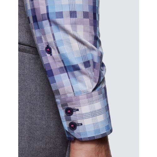 Men' Check Slim Fit Shirt - Low Collar