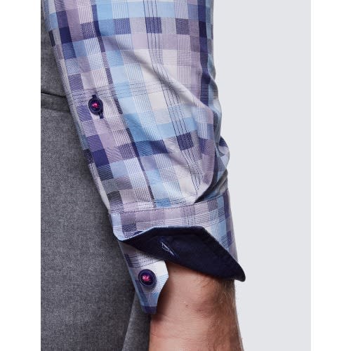 Men' Check Slim Fit Shirt - Low Collar