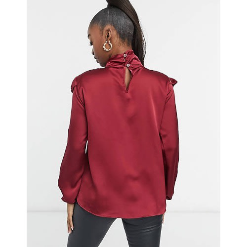 Luxe Satin Bow Tie Blouse - Burgundy