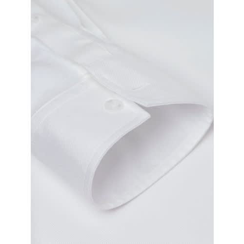 Fitted White Twill Cutaway Collar Shirt