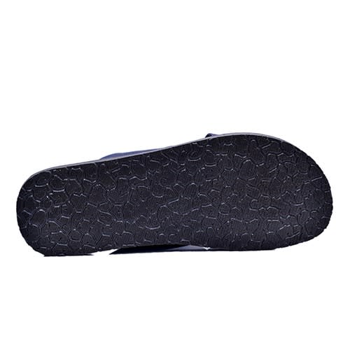 Navy Blue Cross Leather Slippers