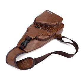 Unisex Chest Bag With Usb Charging Port - 33cm X 16cm - Brown