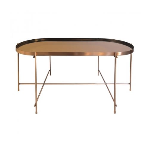 Oakland Copper Oblong Coffee Table - Metal Frame Mirrored Top Table - 100 Cm