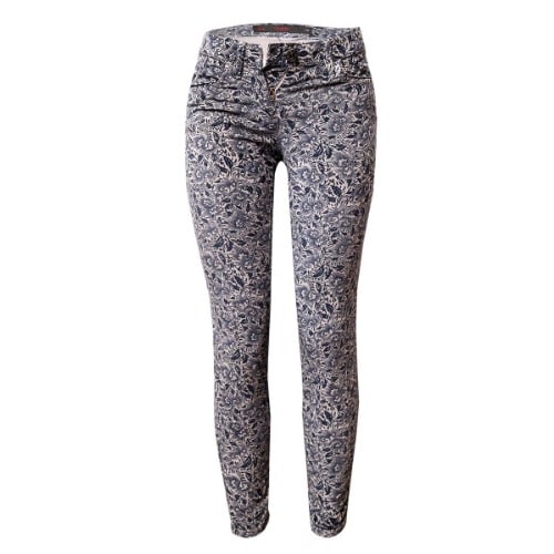 Ladies Fitted Print Trouser - Blue
