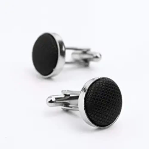 Men's Long Tie With Cufflinks And Pocket Square  - Black
