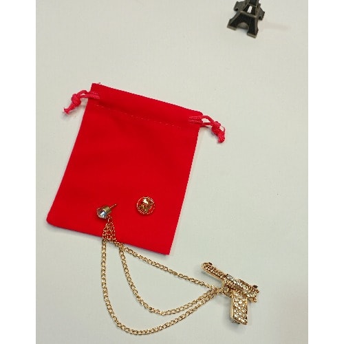 Men's Pistol Brooch With Free Pouch - Gold
