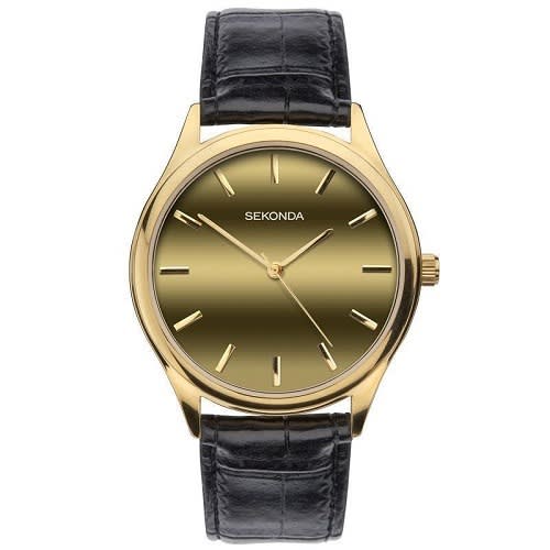 1536 Black Croco Style Leather Strap Men's  Watch
