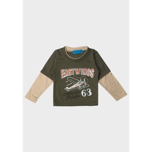 Boys Mock Long Sleeve Top- Green
