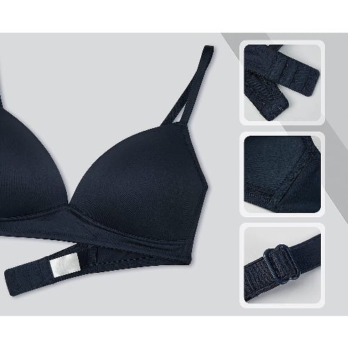Non Wired Padded Bra Soft Cup Bra - Navy Blue