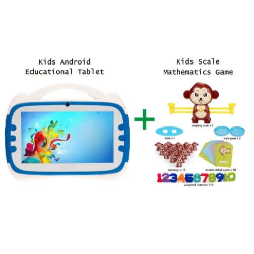 T262 - Kids Android Educational Tab (blue) + Maths Counting Scale Game