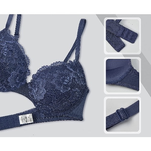Lace Underwired Bra - Soft Deep Blue