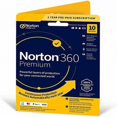Norton 360 Deluxe -75gb Cloud-backup -10 Devices, 1 Year Subscription.