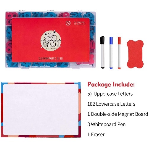 Classroom Magnetic Letters Kit With Double-sided Magnetic Board - 239 Pieces