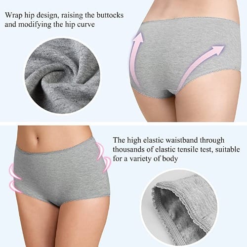 Ladies Premium Cotton Lycra Full Briefs - 5pc - Cream And Greys