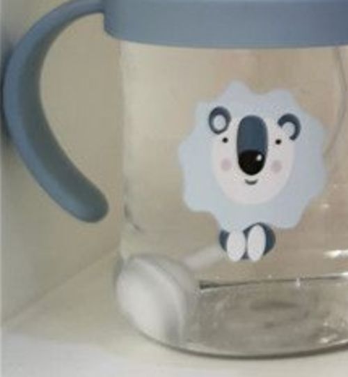300ml Children's Cartoon Infant Scale Straw Cup Anti Choking Baby Handle Resistant Falling Water Bottle Ball Learning Drink Cup