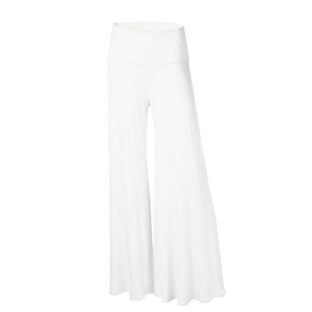 Women'S Wide Leg Pants Fashion Loose Stretch High Waist Wide Leg Long Pants Palazzo Chiffon Solid Hot Trousers(#Pink)