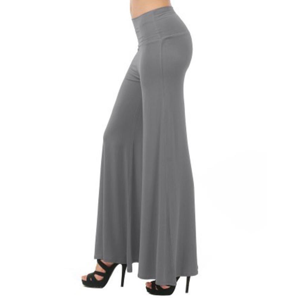 Women'S Wide Leg Pants Fashion Loose Stretch High Waist Wide Leg Long Pants Palazzo Chiffon Solid Hot Trousers(#Pink)