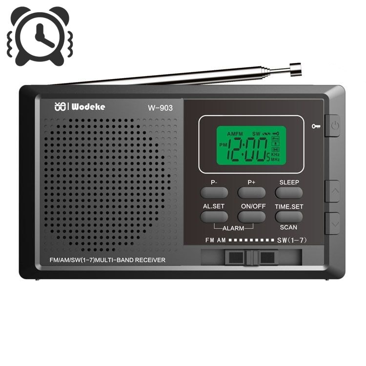 Mini Alarm Clock DSP Radio Portable FM/AM/SW Short Wave Pocket Radio With LED Screen DIgital Clock Earphone Jack