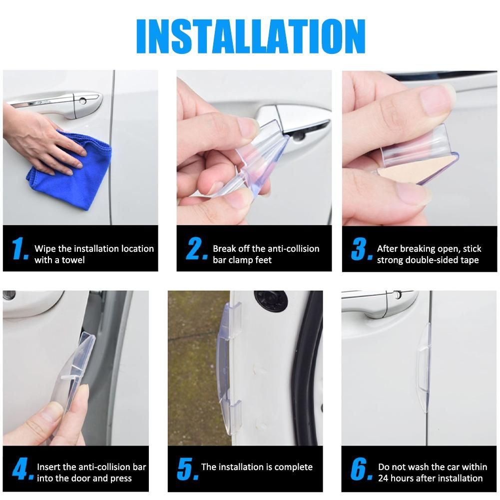4PCS Car Door Protector Guard Strip Scratch Protector Car Rubber Bumper Stickers Auto Door Edge Protection Car Decoration