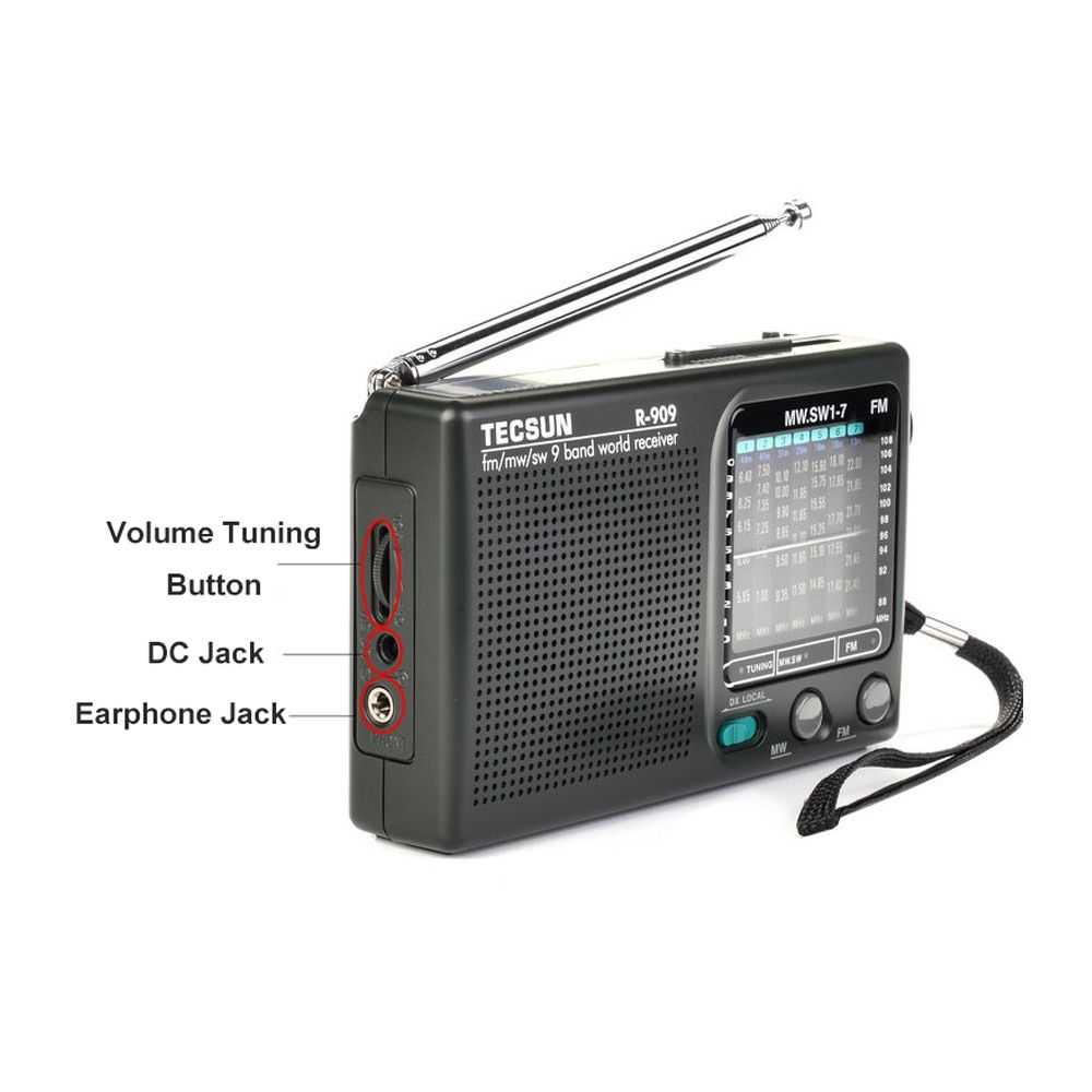 Tecsun R-909 Fm/mw/sw 9 Bands World Band Receiver Radio Ult
