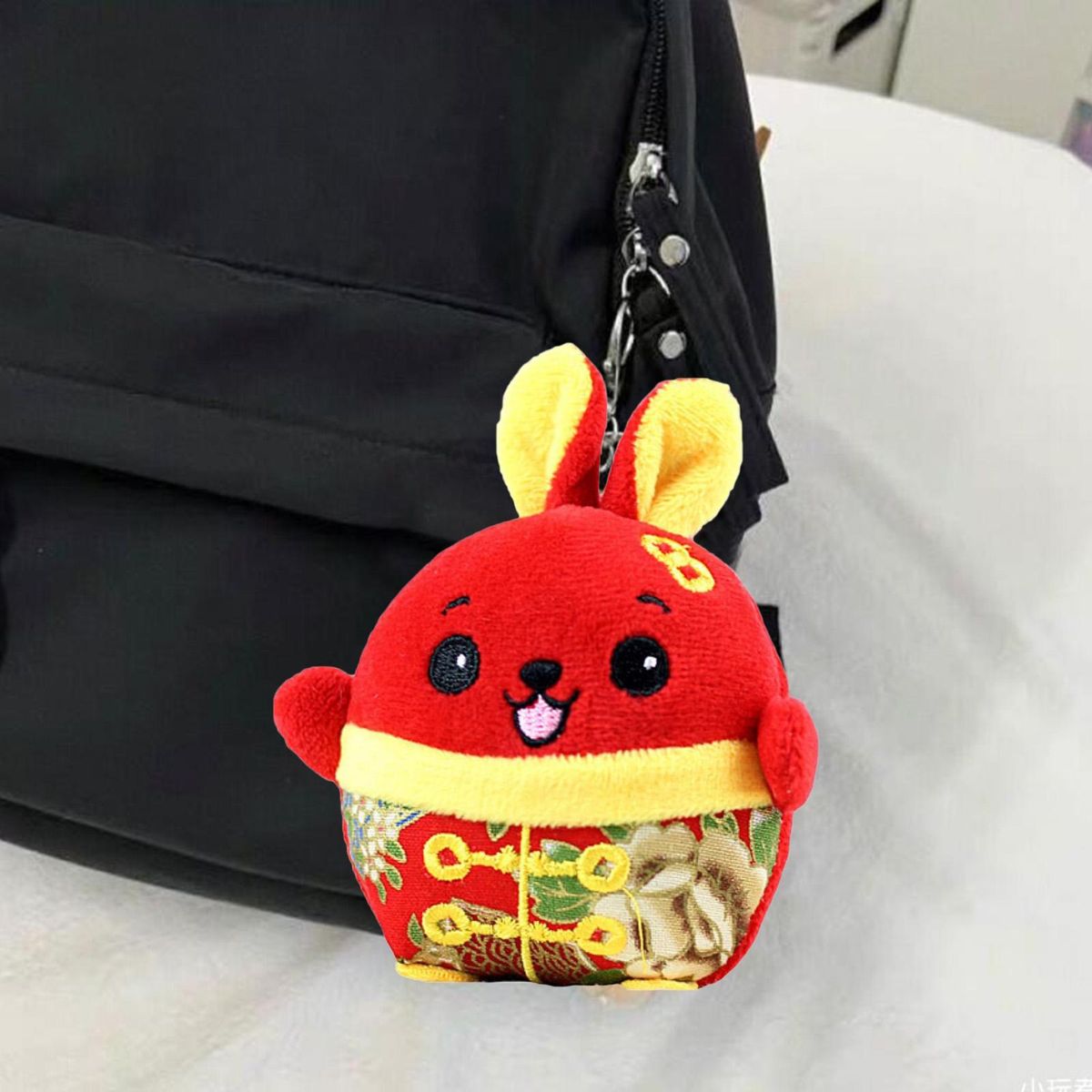 10cm Rabbit Plush Pendant 2023 New Year Mascot Stuffed Animal Doll Red