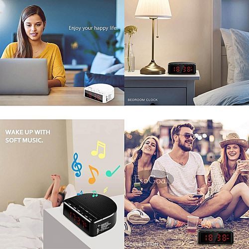 Digital Alarm Clock Radio With Bluetooth Speaker FM Radio. AUX-in.USB Port Bedside Led Alarm Clock