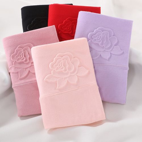 Cotton Women's Panties Elastic Soft Large Size 4XL Underpanties Embossed ROSE Ladies Underwear Breathable Sexy High Waist Briefs(#light Blue)