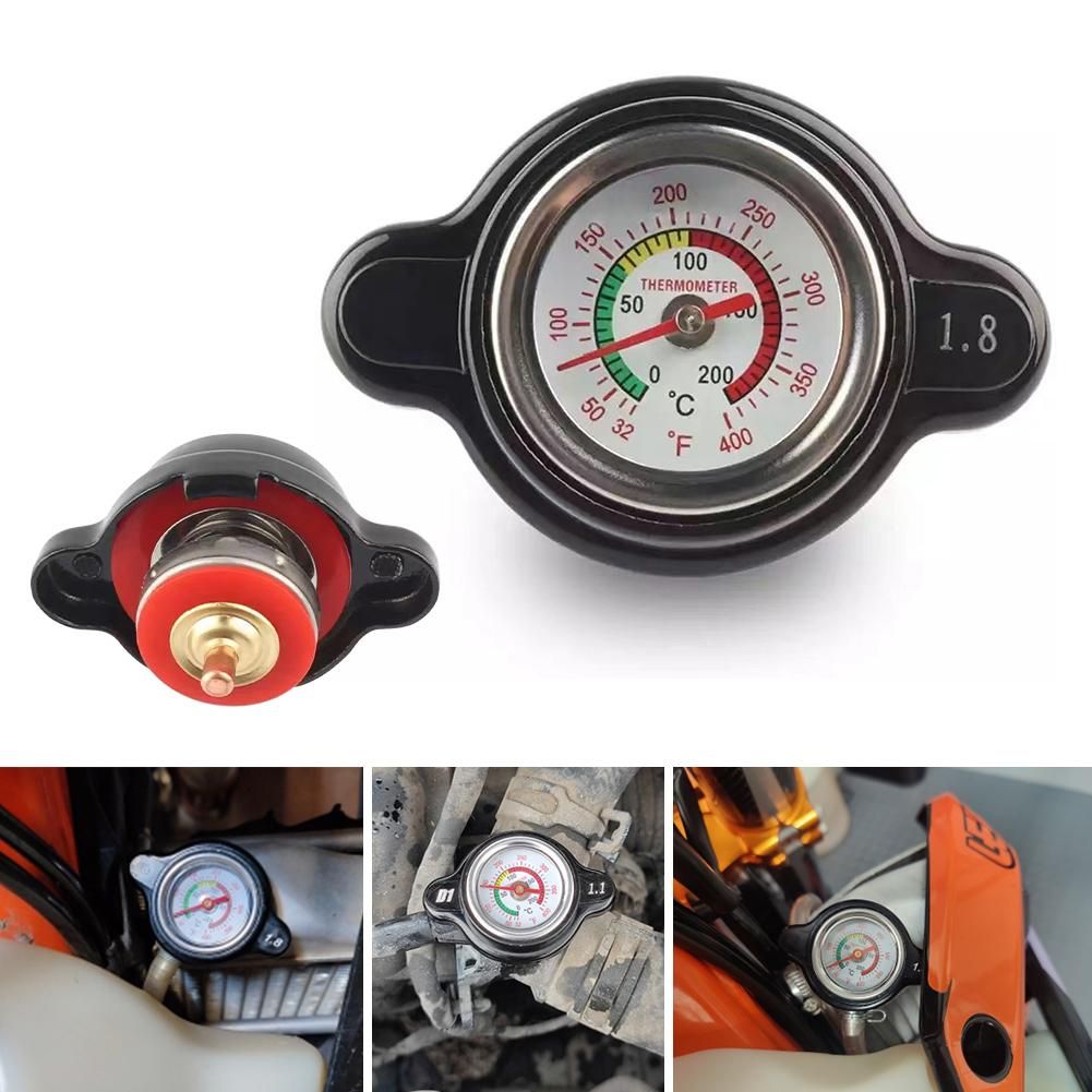 Water Tank Thermostatic Radiator Cap Cover With Temp  Meter 1.8 Bar High Pressure For Kawasaki Kx 65 80 85 100