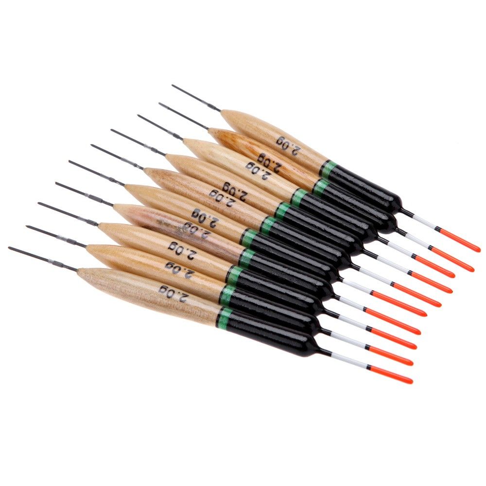 10Pcs 2g Fishing Floats Bobbers Paulownia Wood Fishing
