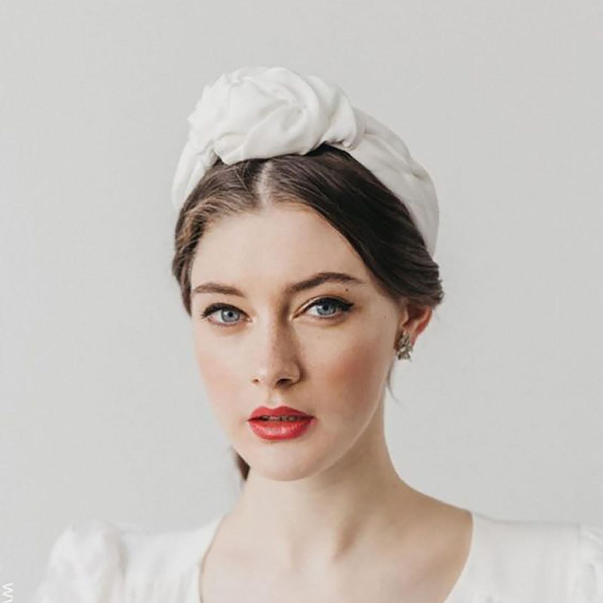 Solid-color Headscarf Retro Chic Headwrap Soft Breathable for Women White