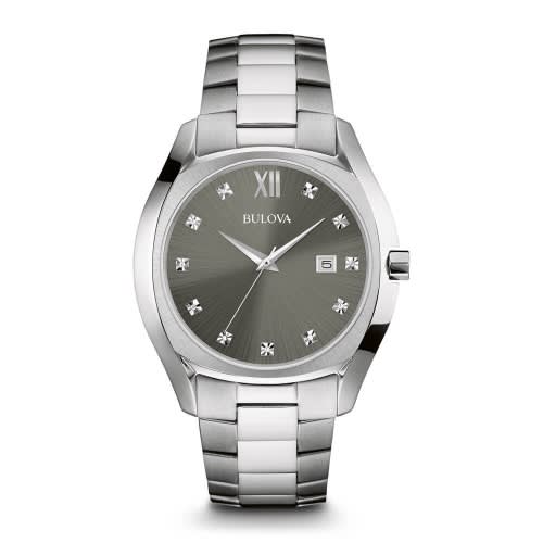 Men's Stainless Steel Diamond Watch - Silver