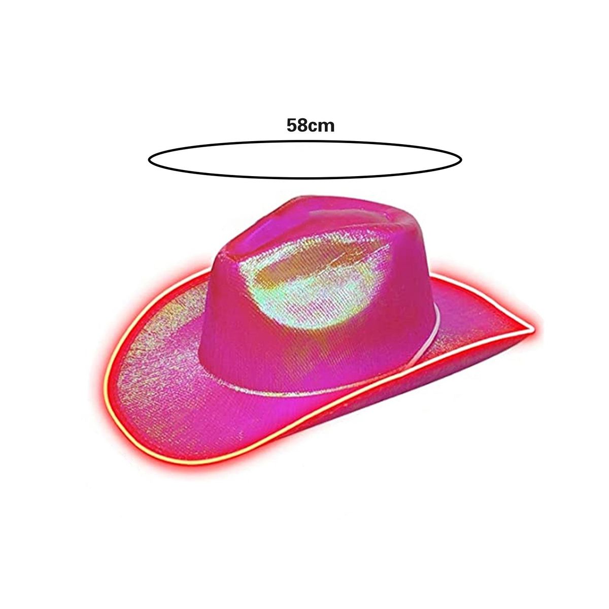 Cowboy Hat Halloween Colorful LED Cowgirl Hat Red