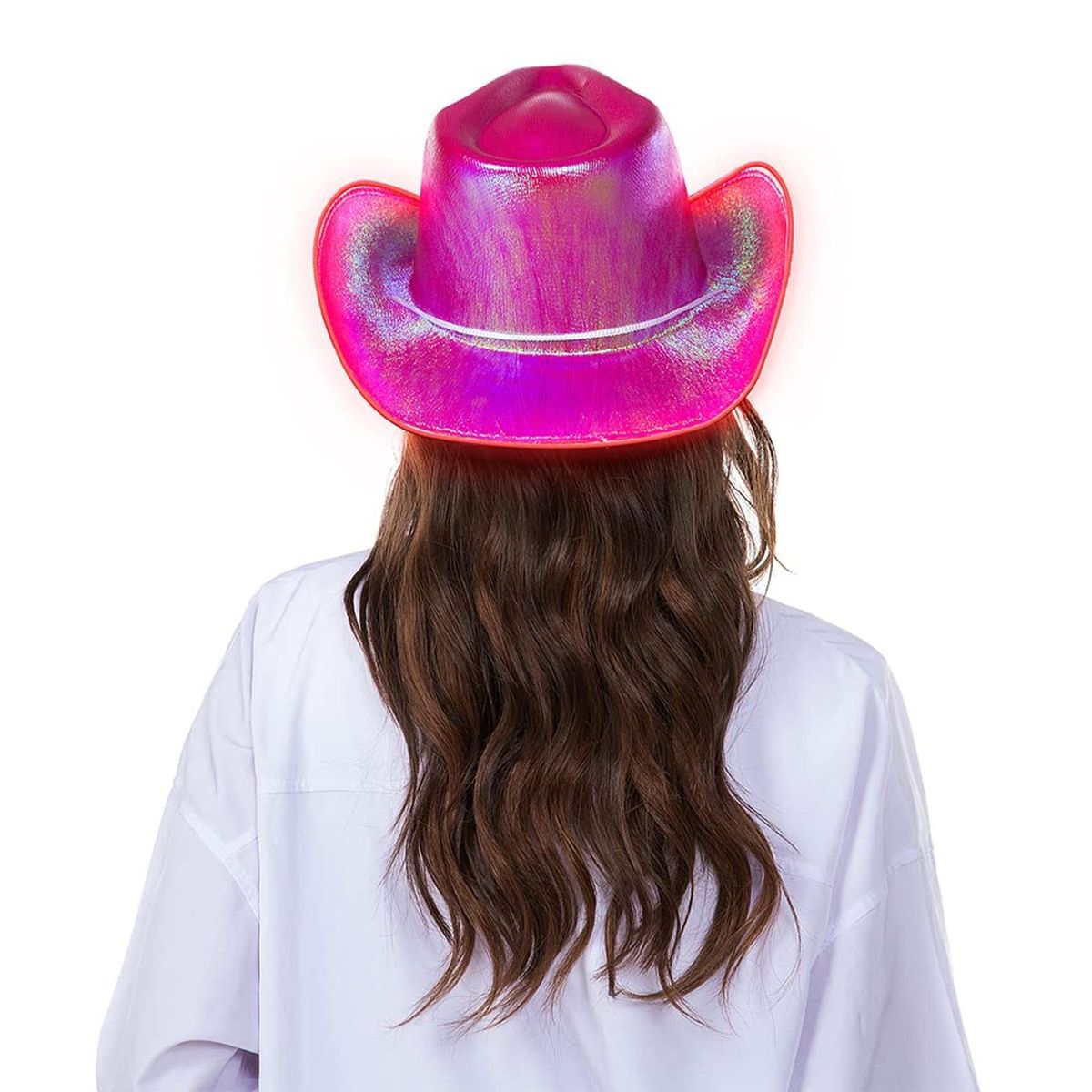 Cowboy Hat Halloween Colorful LED Cowgirl Hat Red