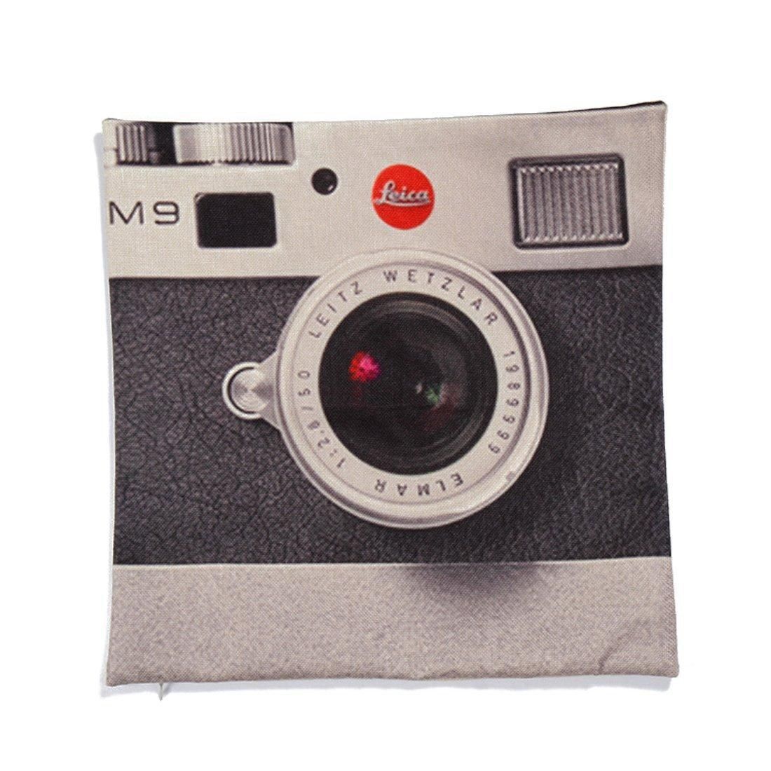 Linen sofa camera model Cushion case Pillowcase 45x45cm Black + white