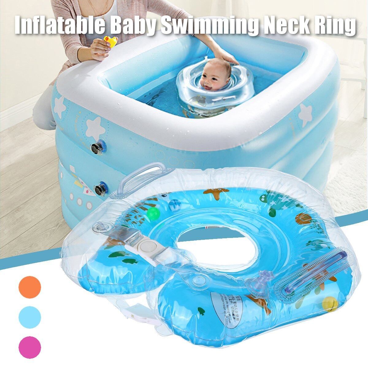 PVC Inflatable Baby Swimming Neck Ring Bath Shower Floating Circle Safety Aid Orange