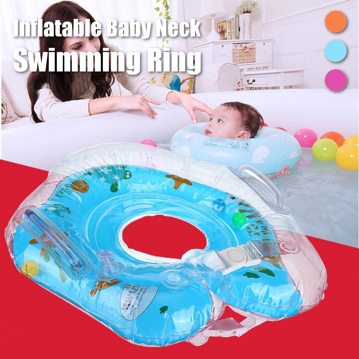 PVC Inflatable Baby Swimming Neck Ring Bath Shower Floating Circle Safety Aid Orange