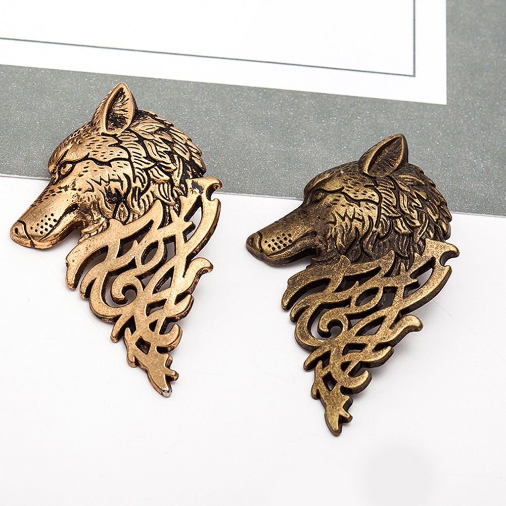 Vintage Women Men Wolf Lapel Brooch Pin Collar Jewelry-Black