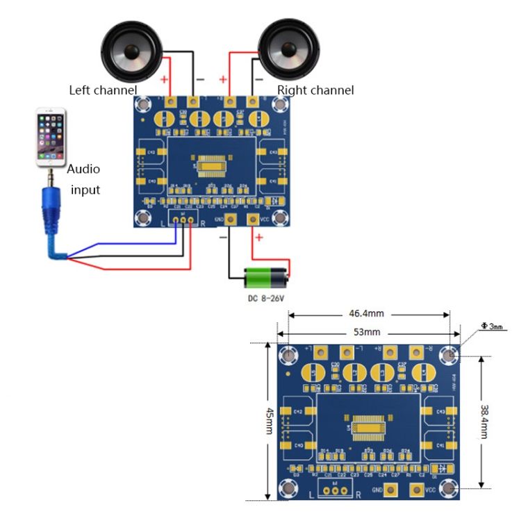 2 PCS XH-A232 20W MP3 Amplifier Board 20W Dual-channel MP3  Audio Amplifier