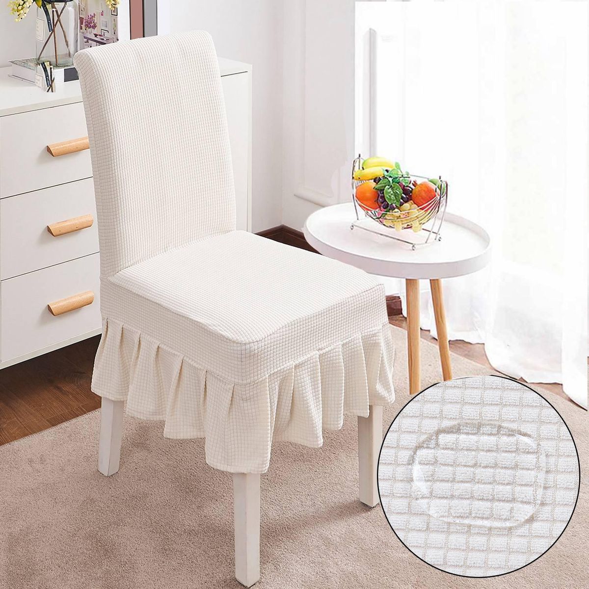 Waterproof Stretch Solid Color Dining Table Chair Stool