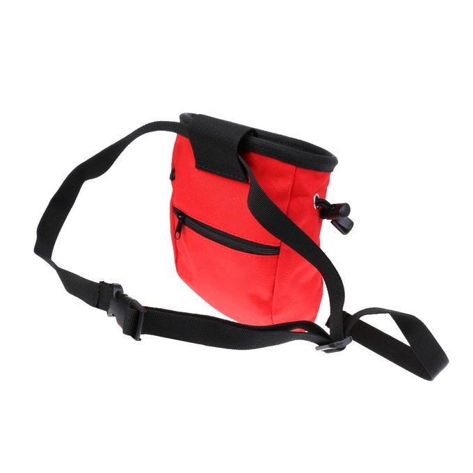 Chalk Bag Fleece Lining And Belt Loop For Rock Climbing Caving Red