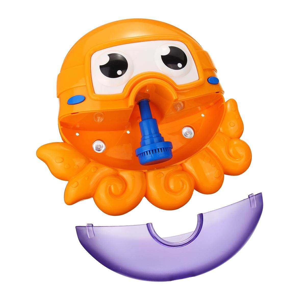 Kids Baby Bubble Frog Crab Automatic Shower Machine Blower Maker Bath Music Toy Octopus Bubble Machine (Orange) Color Box