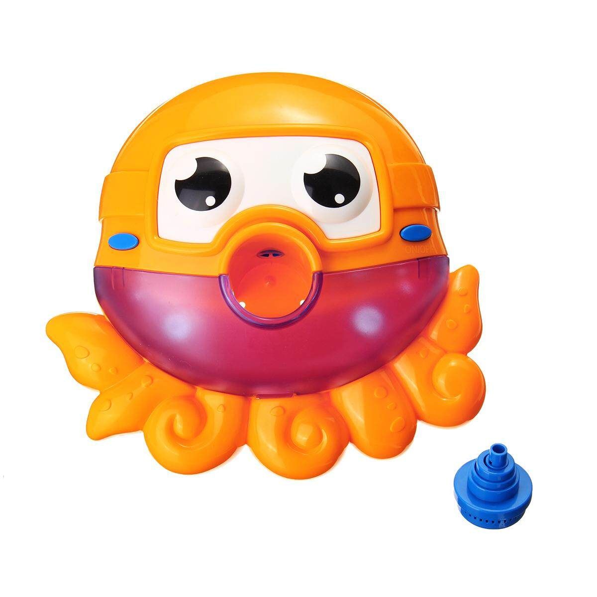 Kids Baby Bubble Frog Crab Automatic Shower Machine Blower Maker Bath Music Toy Octopus Bubble Machine (Orange) Color Box
