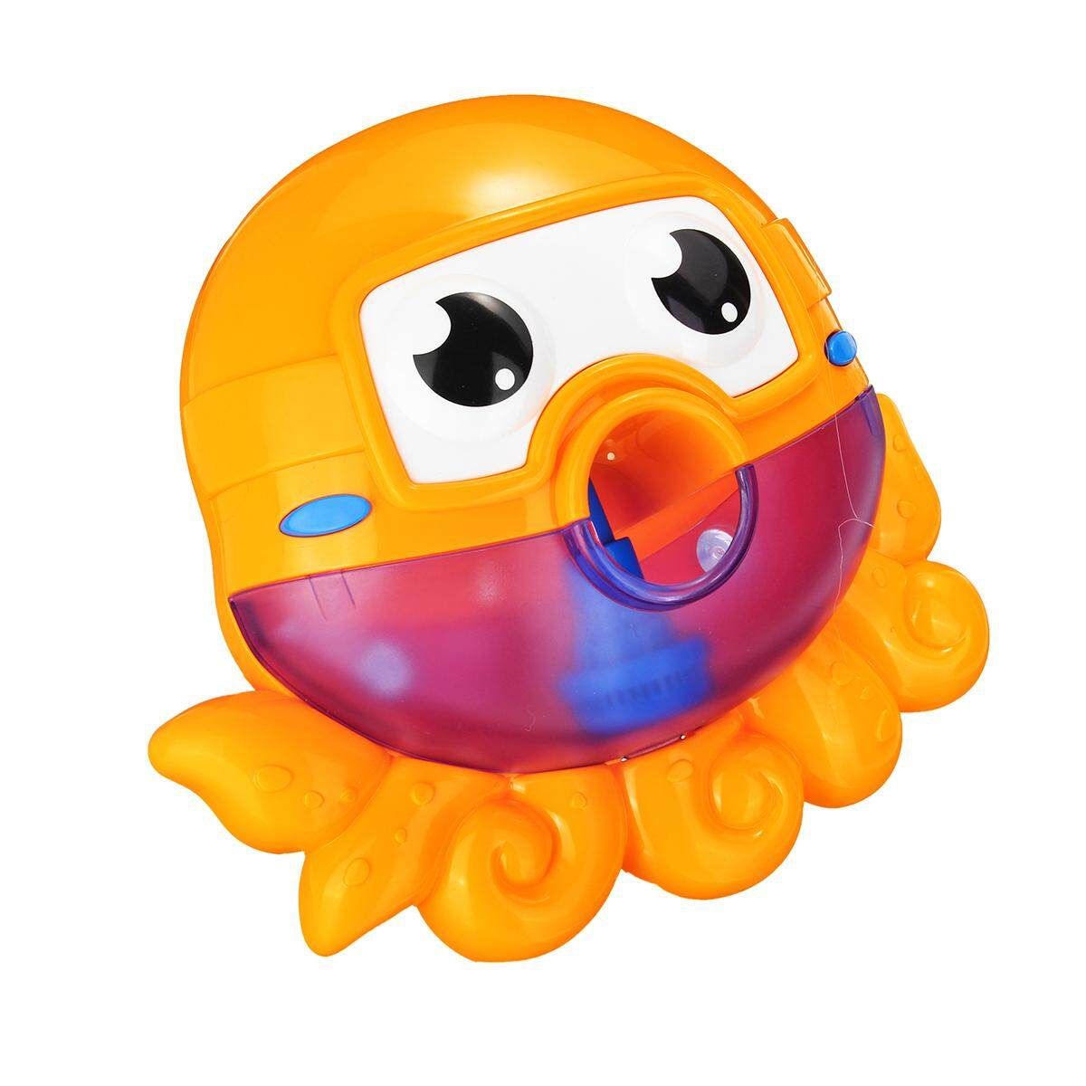 Kids Baby Bubble Frog Crab Automatic Shower Machine Blower Maker Bath Music Toy Octopus Bubble Machine (Orange) Color Box