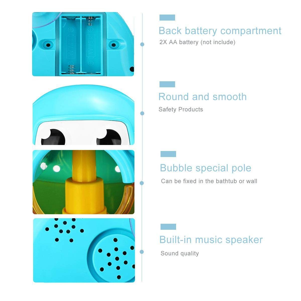 Kids Baby Bubble Frog Crab Automatic Shower Machine Blower Maker Bath Music Toy Octopus Bubble Machine (Orange) Color Box