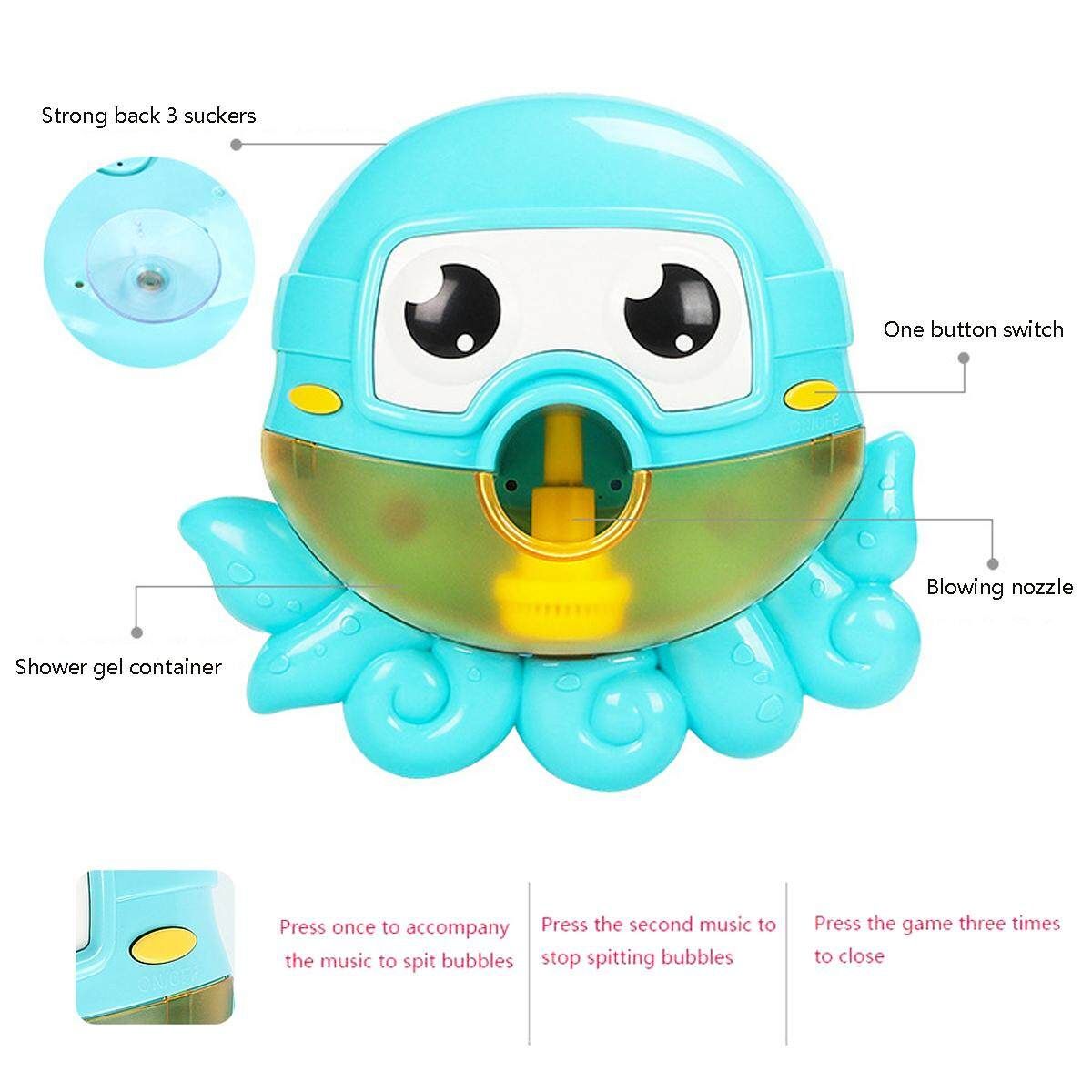Kids Baby Bubble Frog Crab Automatic Shower Machine Blower Maker Bath Music Toy Octopus Bubble Machine (Orange) Color Box