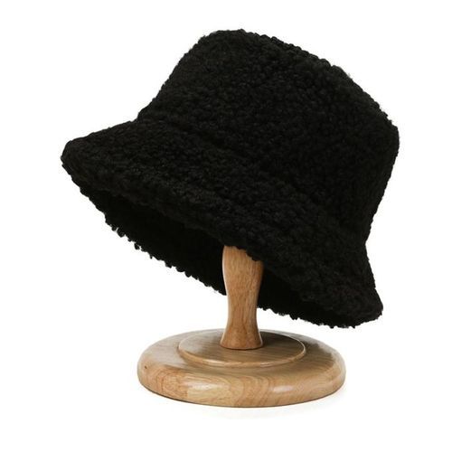 Bucket Hat Solid Color All Match Autumn Winter-Black